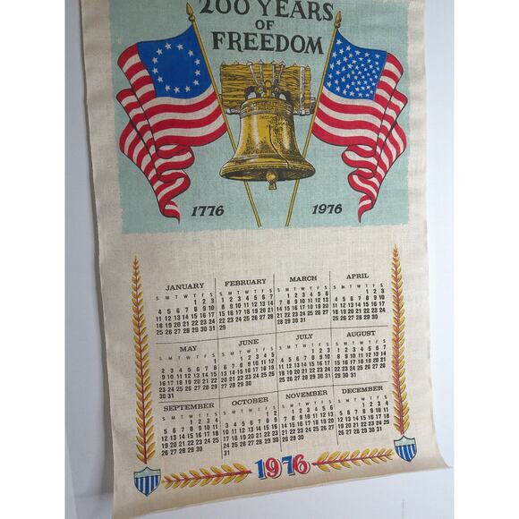 Vintage Liberty Bell 1976 Bicentennial Calendar Tea Towel New In Sleeve - Picture 2 of 8